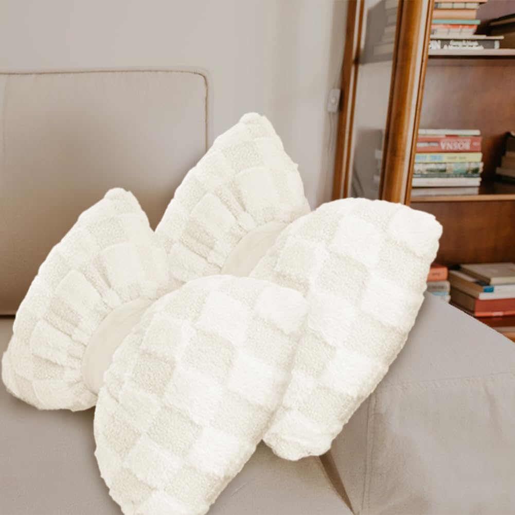 Two Pcs Big Bow Pillow Shaped Cushion Plush Car Lumbar Pillow Aesthetic Home Decor Throw Pillows for Room Bed Sofa Couch Decor