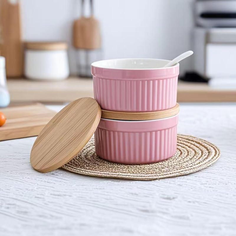 Ceramic Spice Cellars with Lid and Spoon For Kitchen