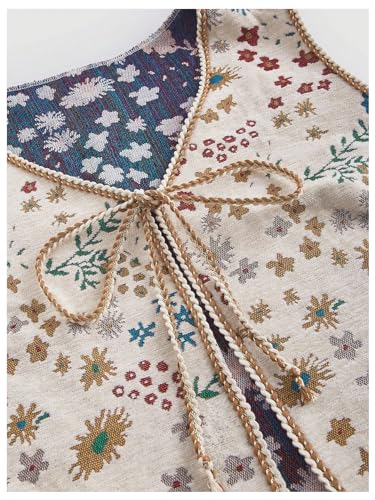 Women's Plus Size Tie Front Sleeveless V Neck Floral Print Boho Vest Tank Top