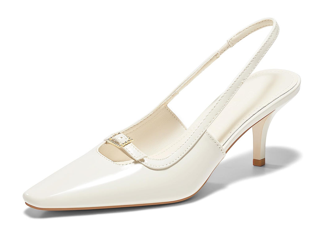 Womens Kitten Heels Slingback Dress Shoes Buckle Office Work Pumps Shoes