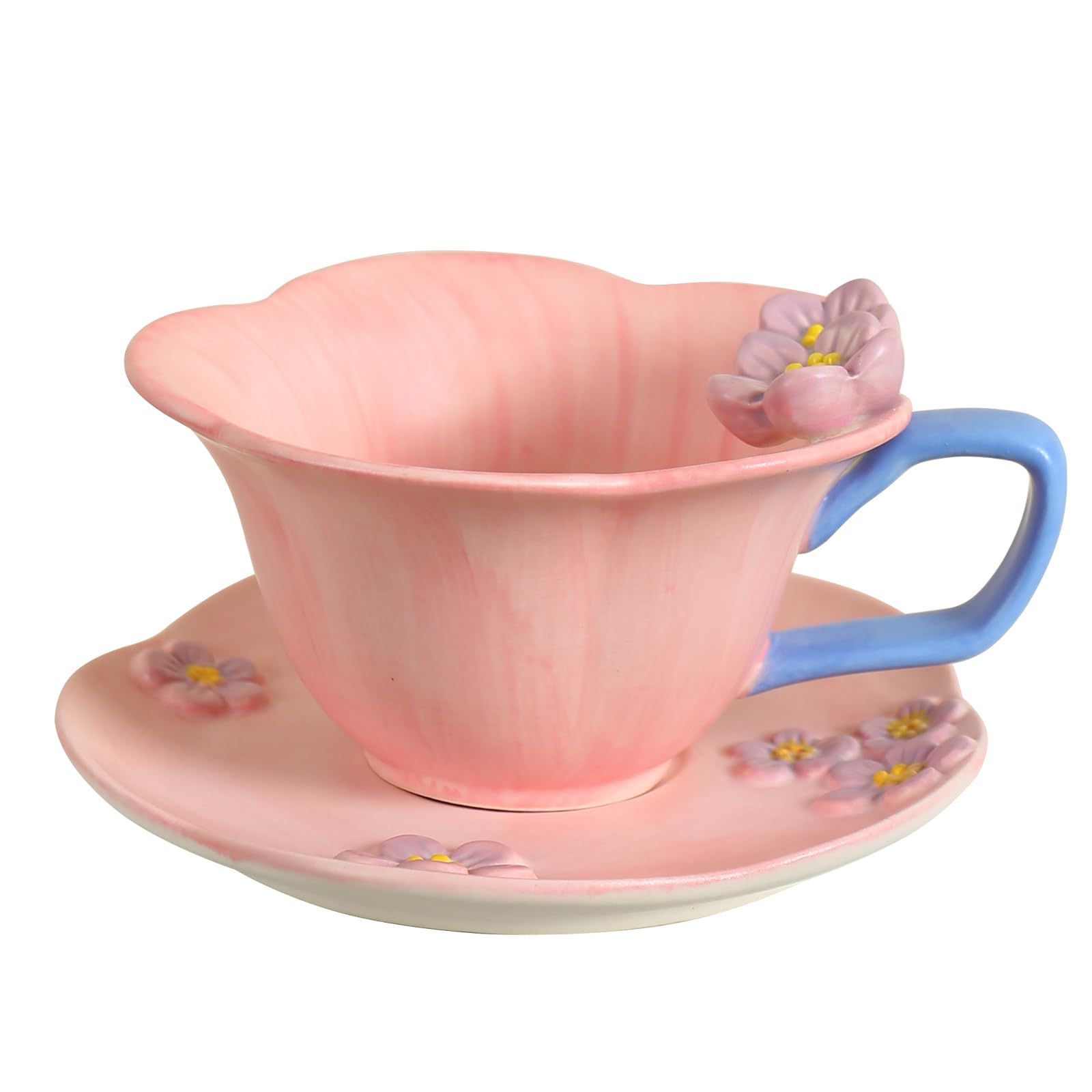 Floral Tea Cups and Saucers, Ceramic Cute Tea Cup for Tea Party