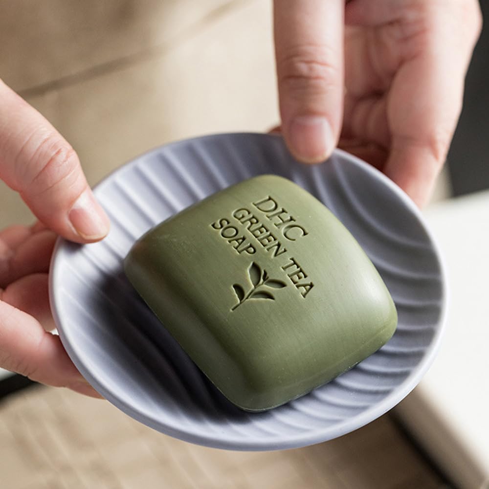 Chic Round Soap Dish, Modern Minimalist Striped Design Ceramic Tray