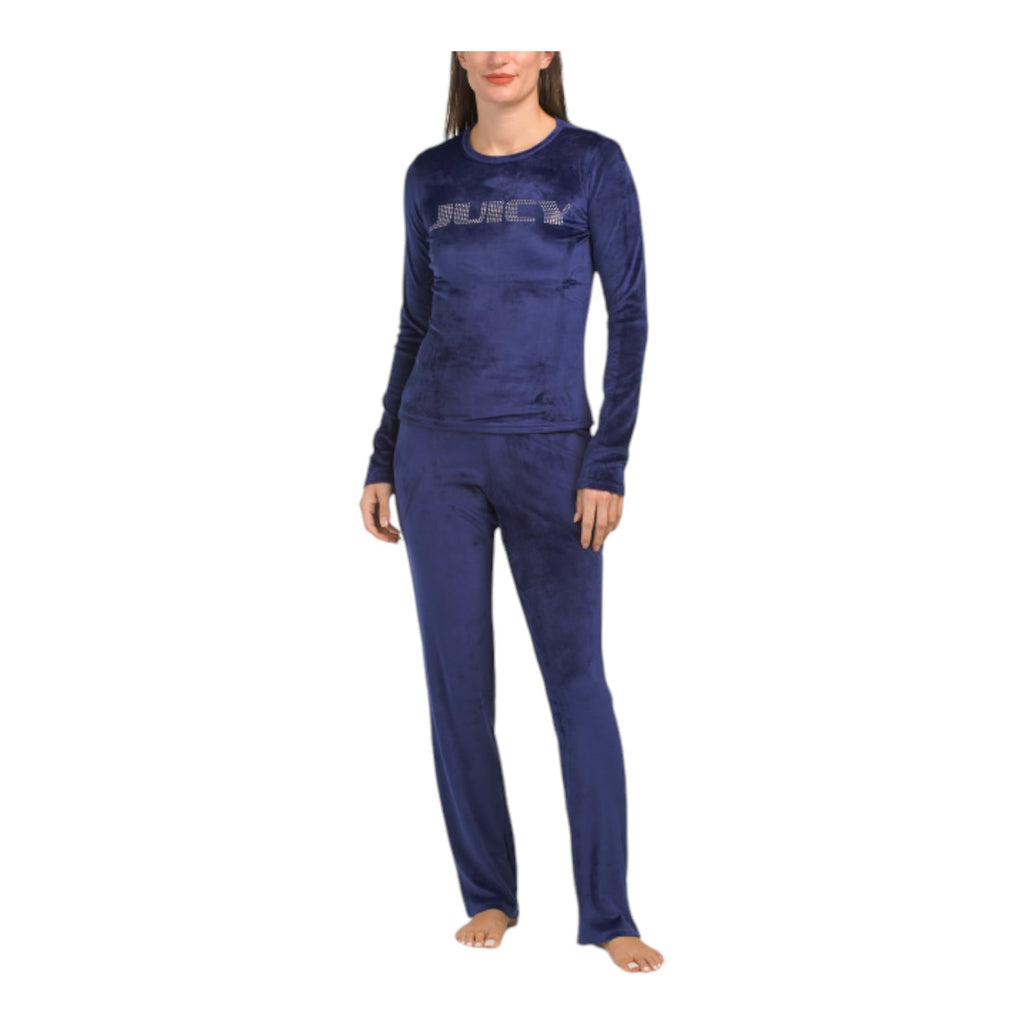 Juicy Couture Women's Velvet Fleece Pajama Set with Long Sleeve Top and Pants