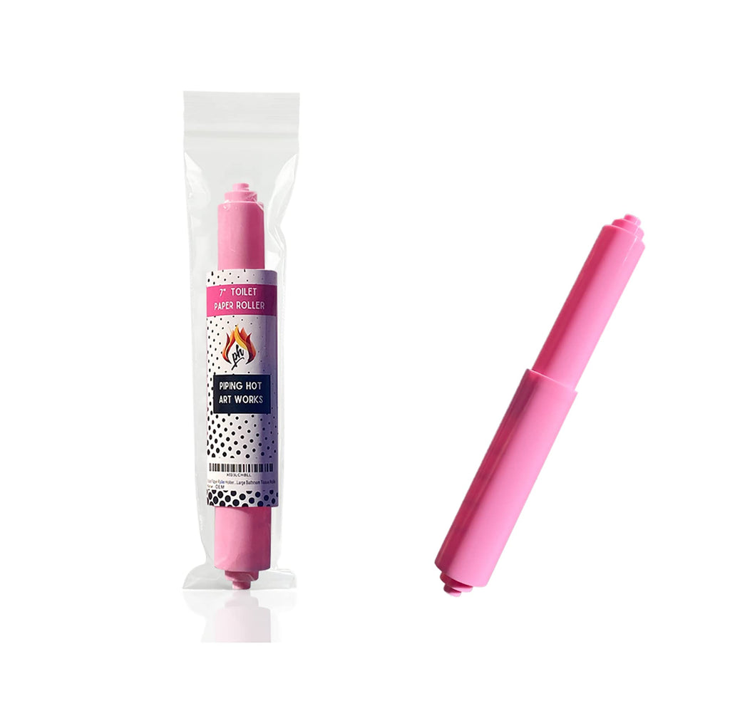 Pink Toilet Paper Roller Holder (7 Inch) - Plastic (Spring Loaded) Replacement Spindle Rod