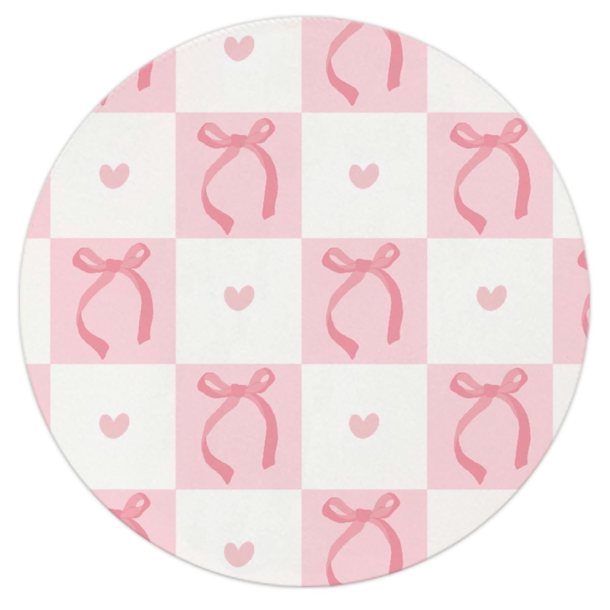Coquette Pink Bow Mouse Pad, Non-Slip Rubber Base Mousepads for Office Desk Decor, 8.7 x 8.7 Inch