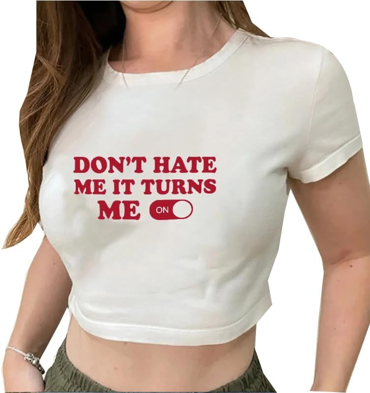 Girls Baby Tees Y2k Funny Graphic Short Sleeve Y2K Short Sleeve Graphic Crop Tops