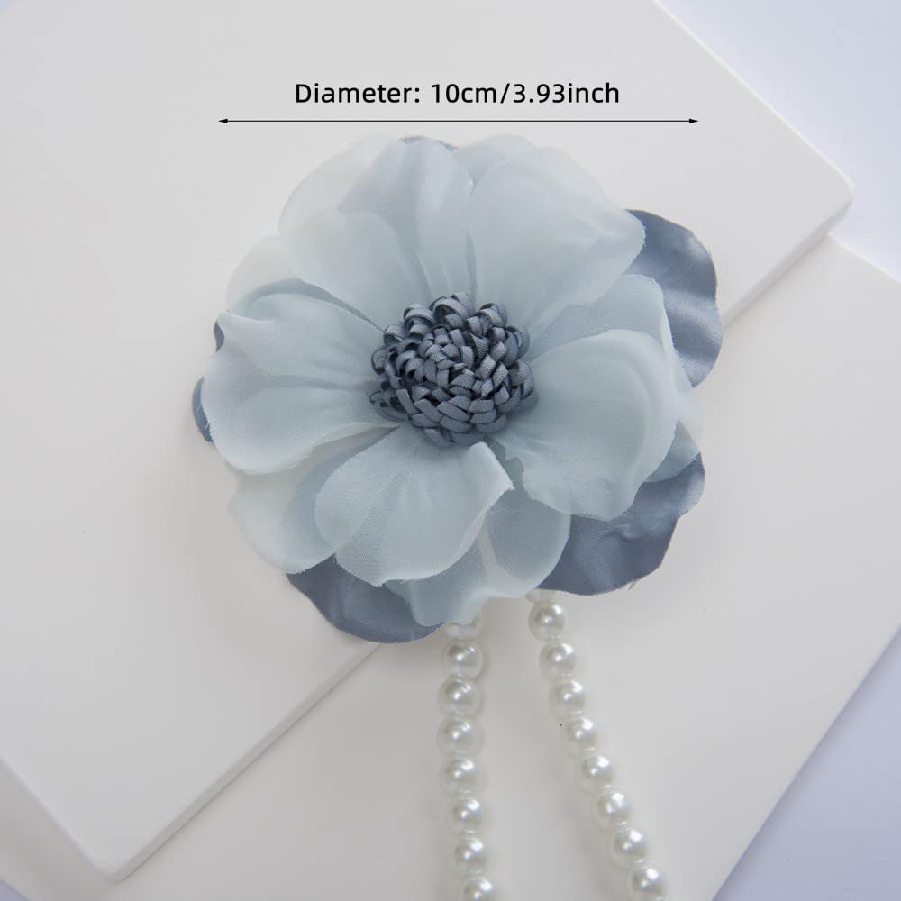 Elegant Pearl Magnetic Curtain Tieback with Handmade Flower Decorative Drapery Holdbacks Rope Holder