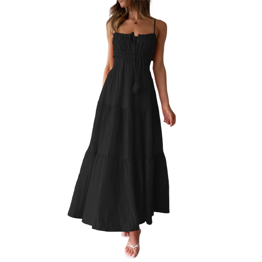 Women Y2k Bodycon Long Dress Spaghetti Strap Low Cut Dress Casual Backless Flowy Maxi Dress Sexy