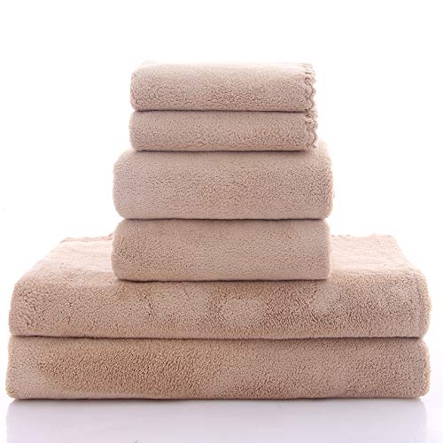 Ultra Soft Towel Set - Quick Drying - 2 Bath Towels 2 Hand Towels 2 Washcloths - Microfiber Coral Velvet Highly Absorbent Towel (6 Pcs)