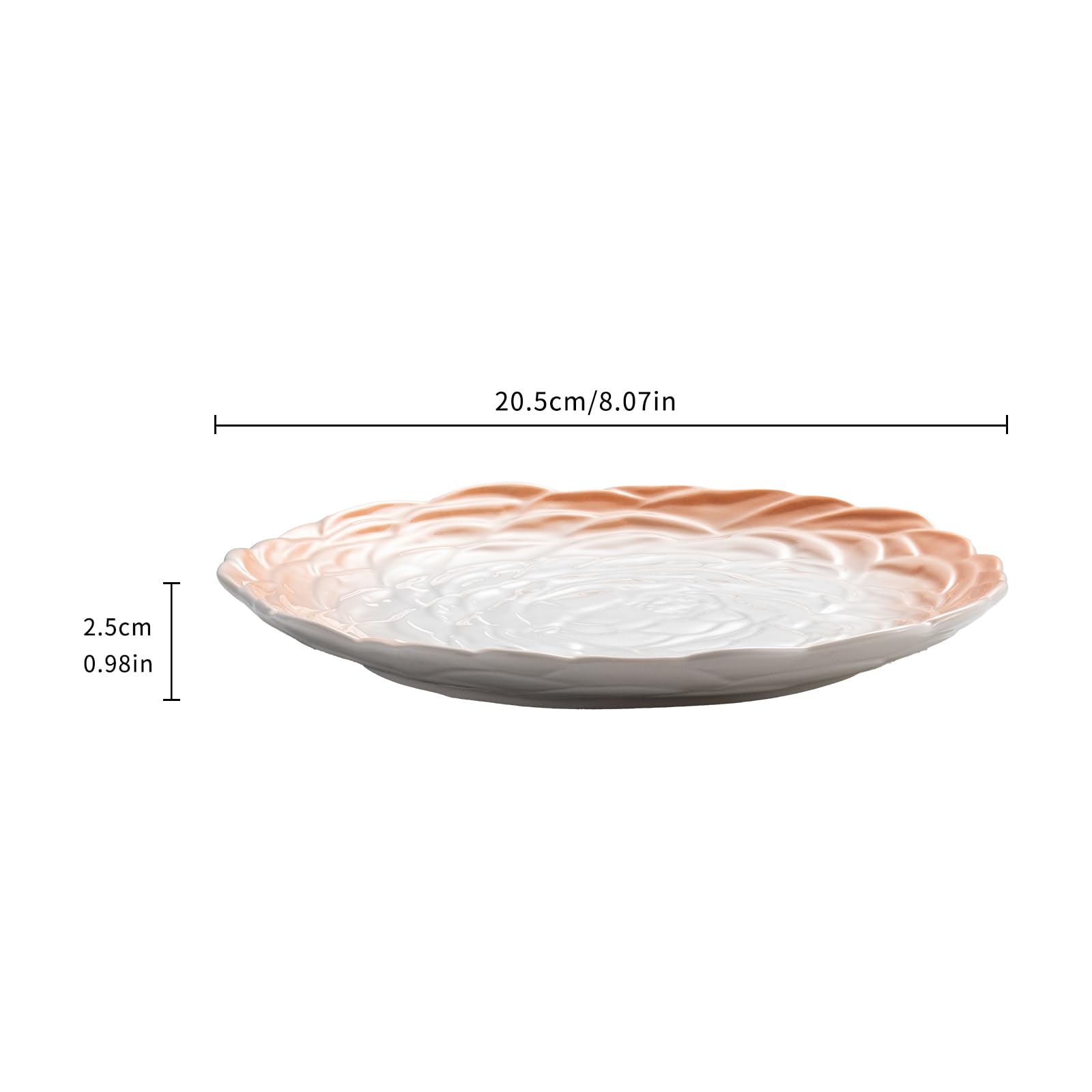 Floral Lines Design, 8" Ceramic Dinner Plates