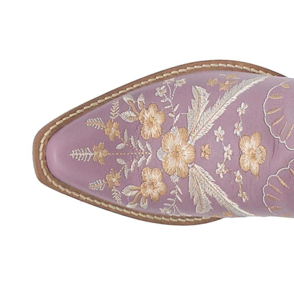 Womens Primrose Metallic Embroidered Floral Snip Toe Casual Boots Ankle Mid Heel 2-3"