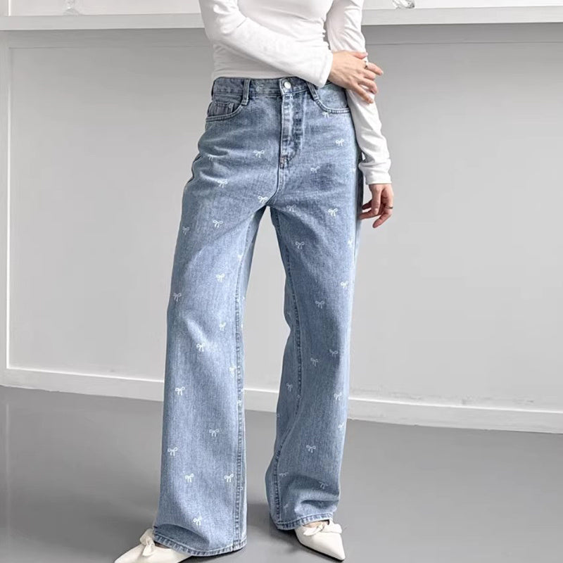 Women All-matching Wide Leg Straight Jeans