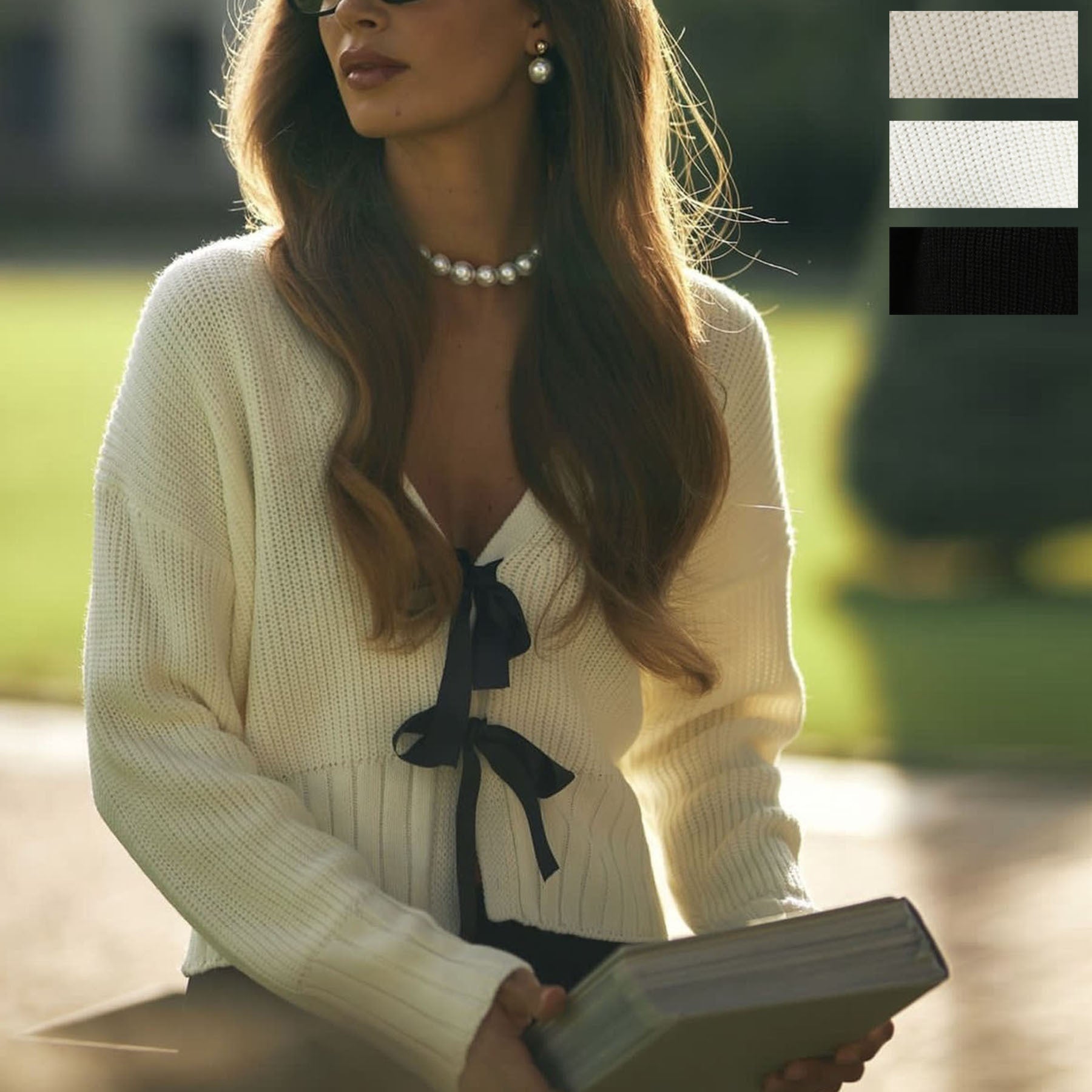 Women's French Bow Sweater Cardigan