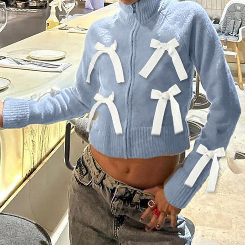 Bow Sweater Short Long Sleeve