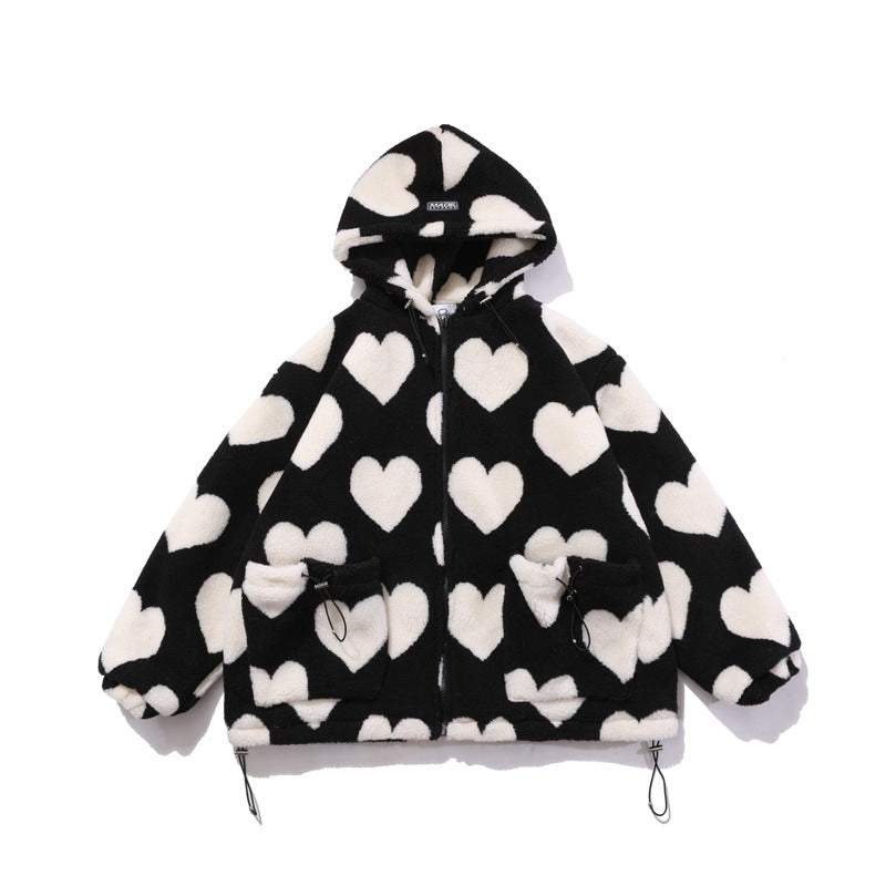 Heart Print Cotton Coat