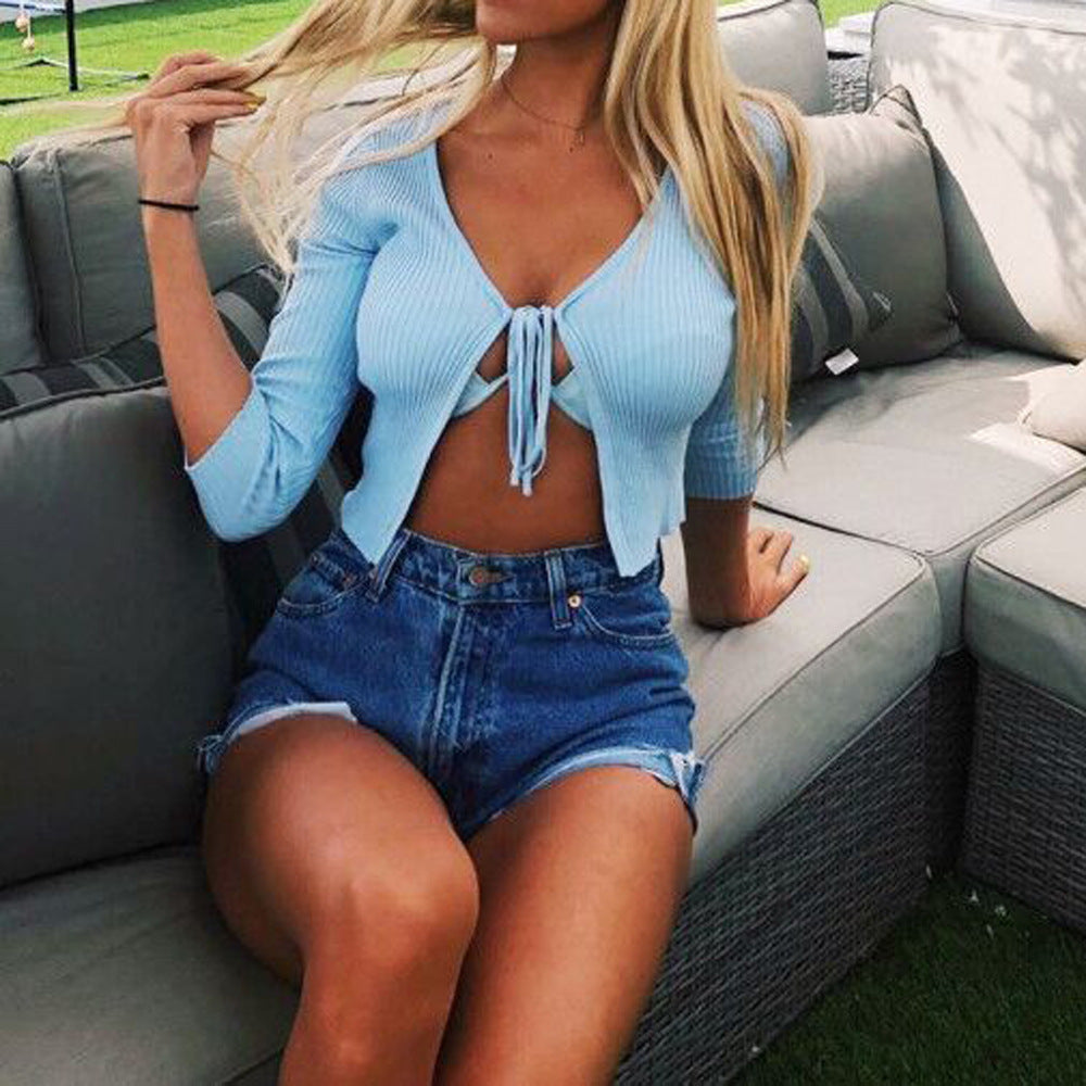 Ladies Cardigan With Bow Tie