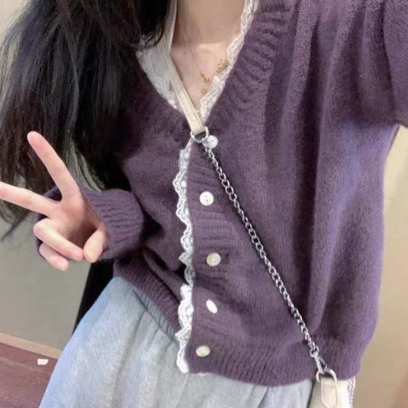 Short Sweater Women's Design Sense Lace Cardigan Coat