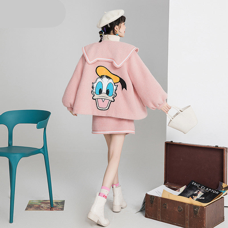 Textured ribbon woolen A-line Skirt