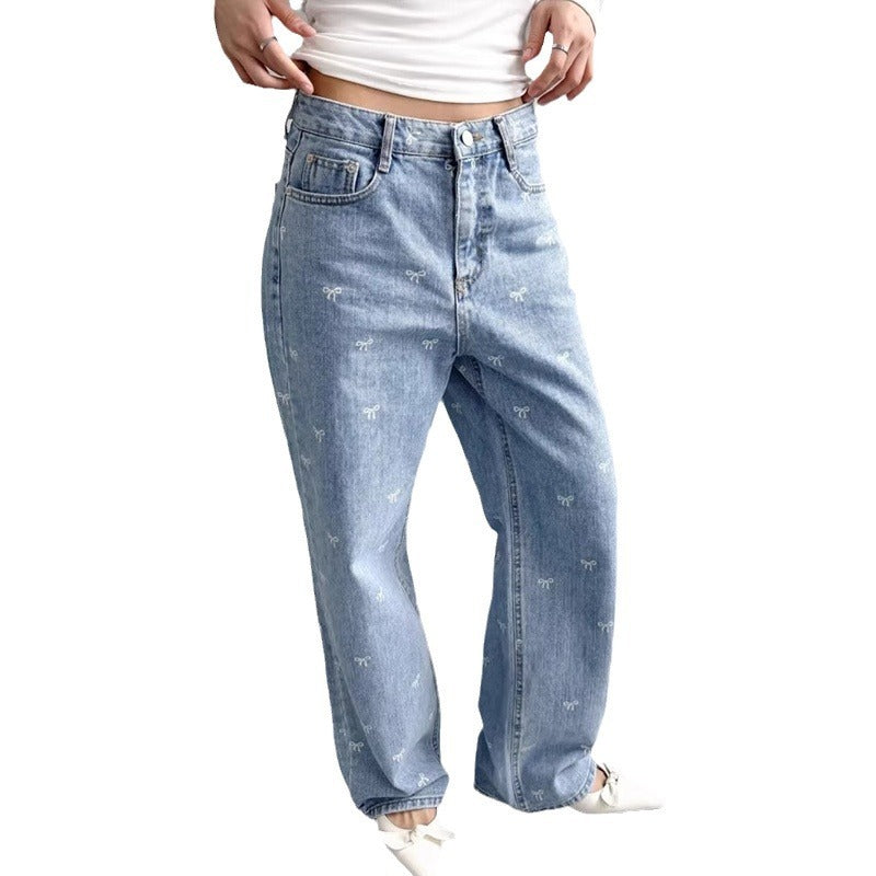 Women All-matching Wide Leg Straight Jeans