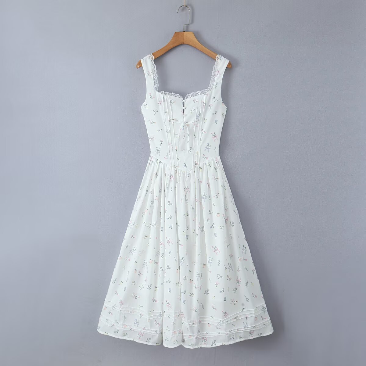 Printed Lace Backless Dress