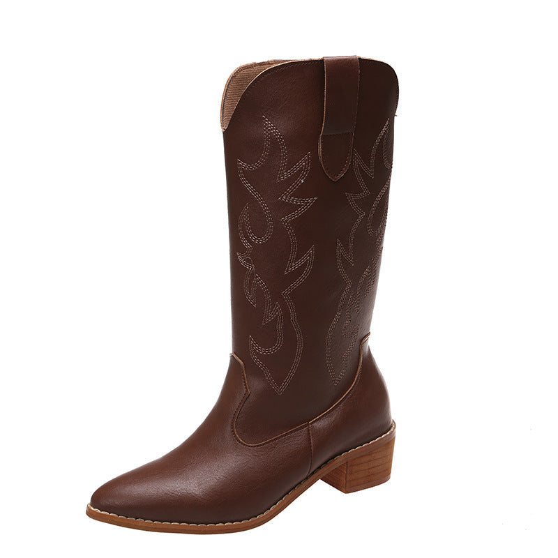 Retro V Cut Below The Knee Knight Boots Mid-calf