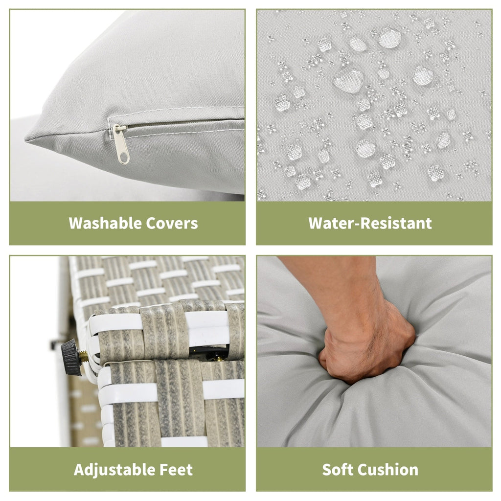 Patio Furniture Round Outdoor Sectional Sofa Set Rattan Daybed Two-Tone Weave Sunbed With Ret