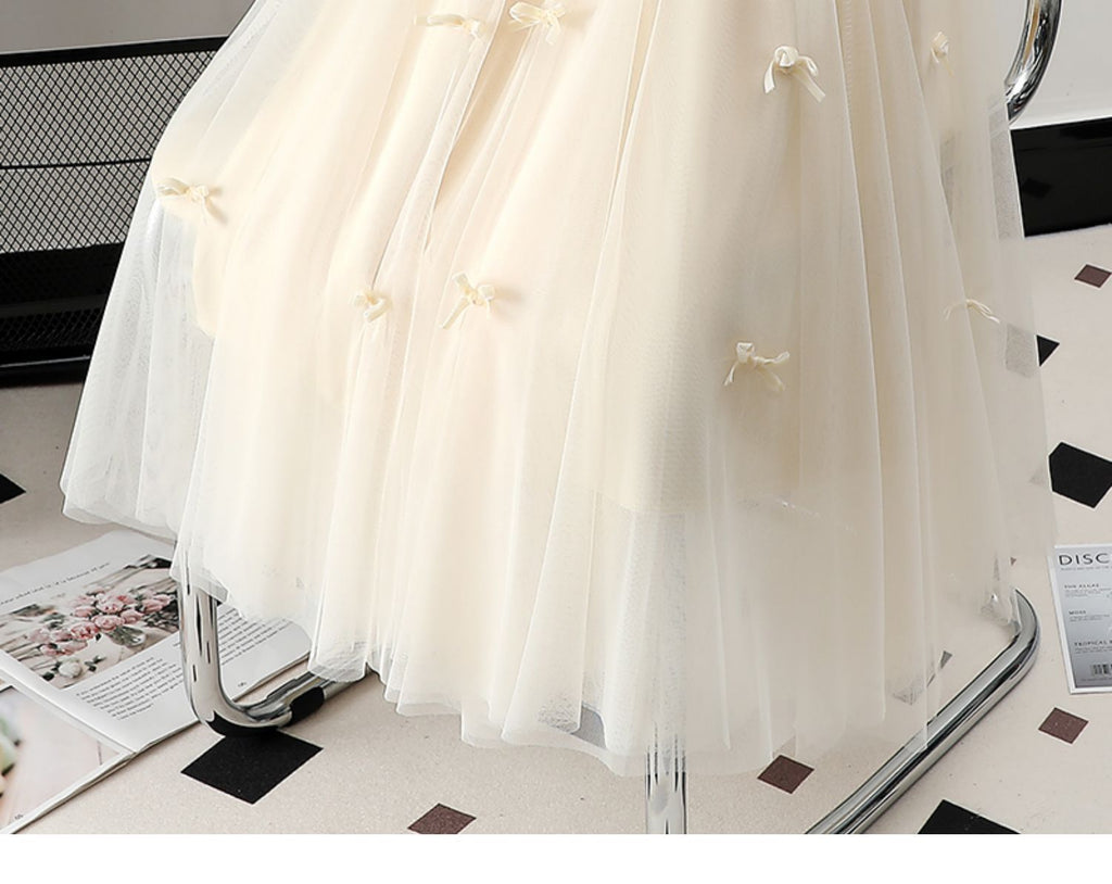 Women's Bow Mesh Skirt Mid-length