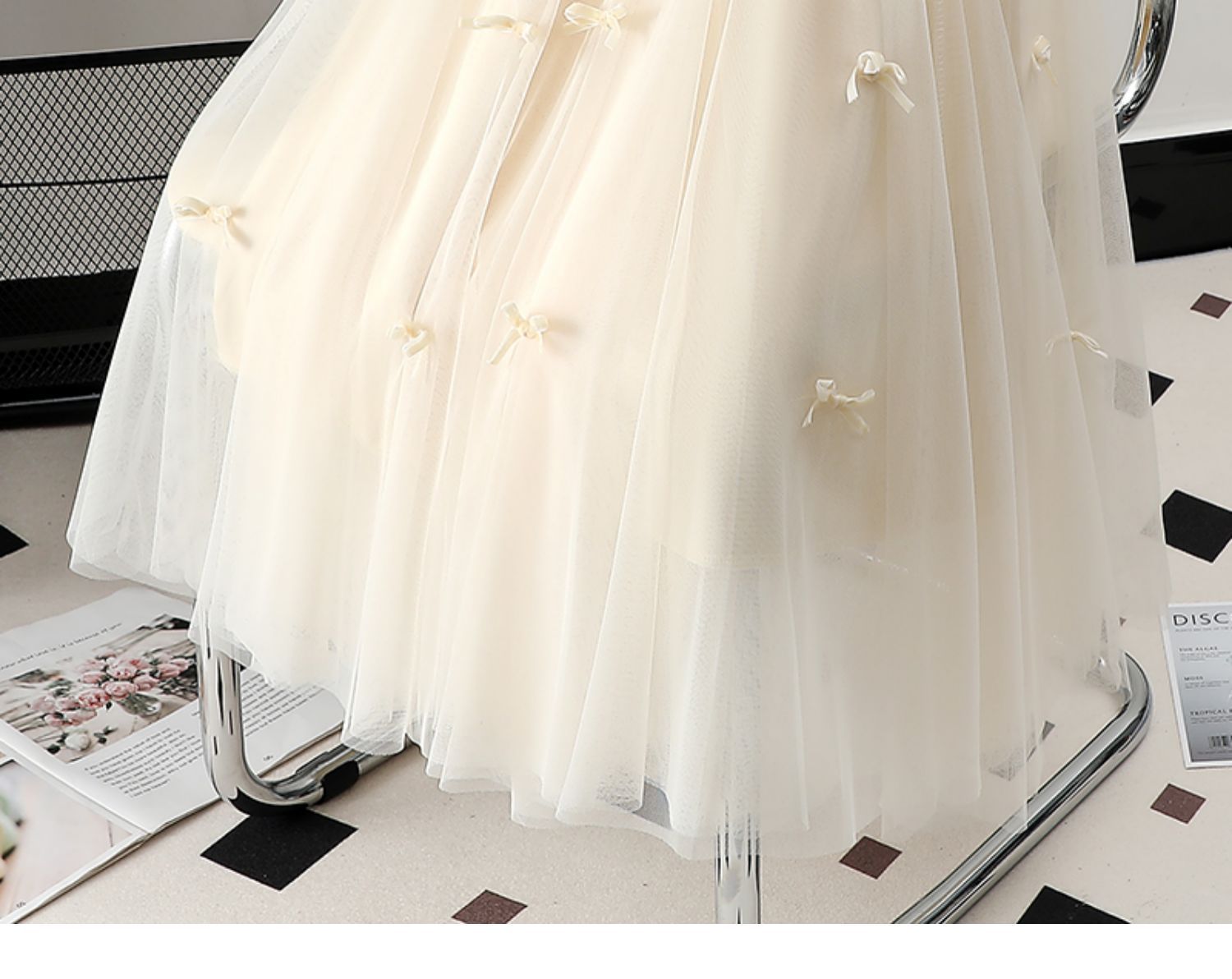 Women's Bow Mesh Skirt Mid-length