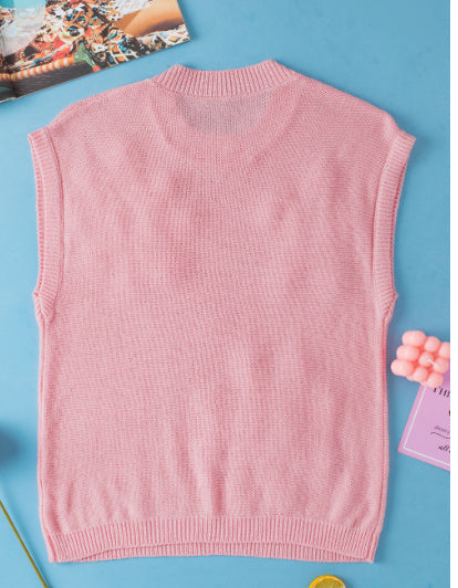 Multi Colored Crochet Flower Knitted Short Sleeved Shirt