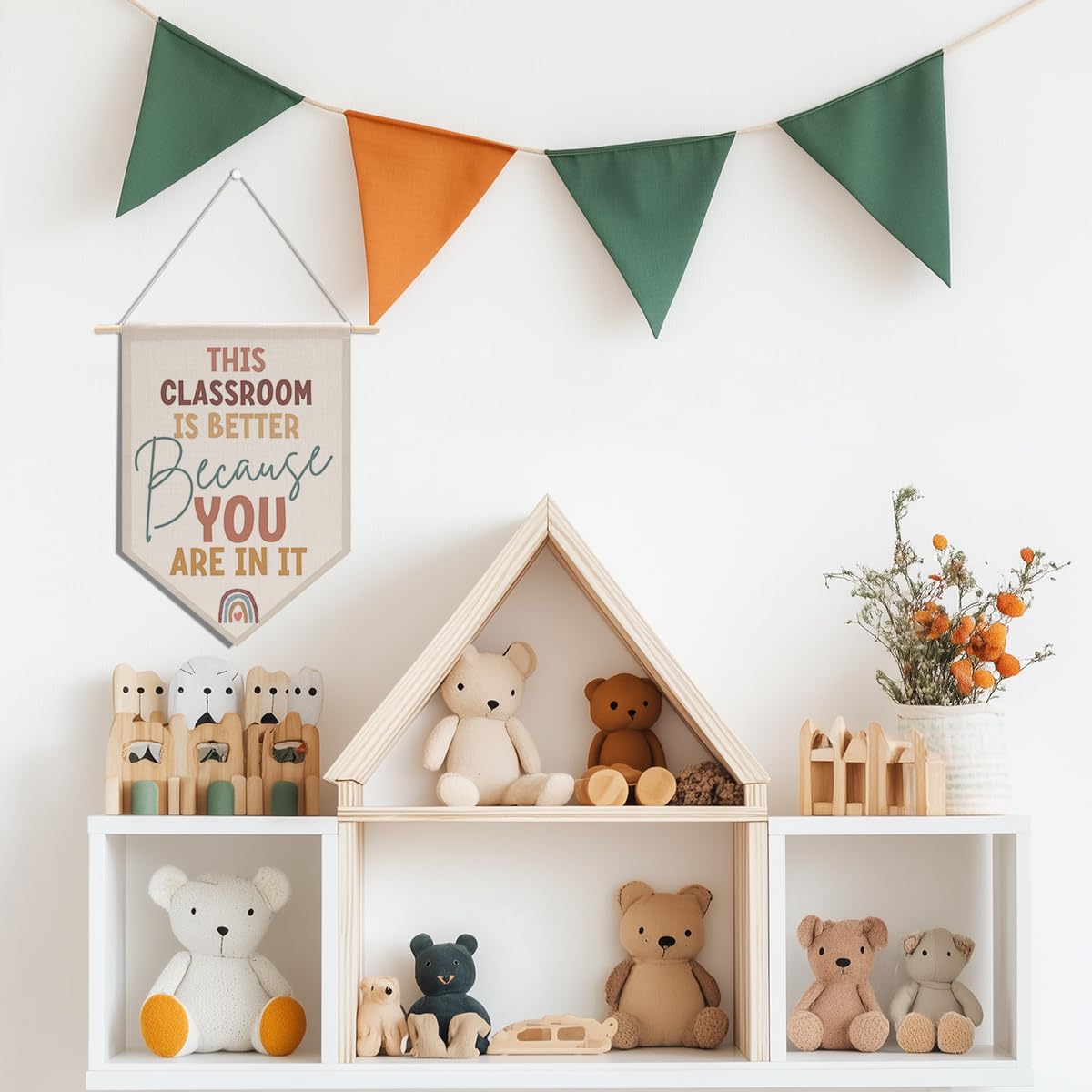 Preppy Positive Affirmations Wall Hanging Pennant Flag â€?Aesthetic Decor for Classroom, Bedroom, or Home