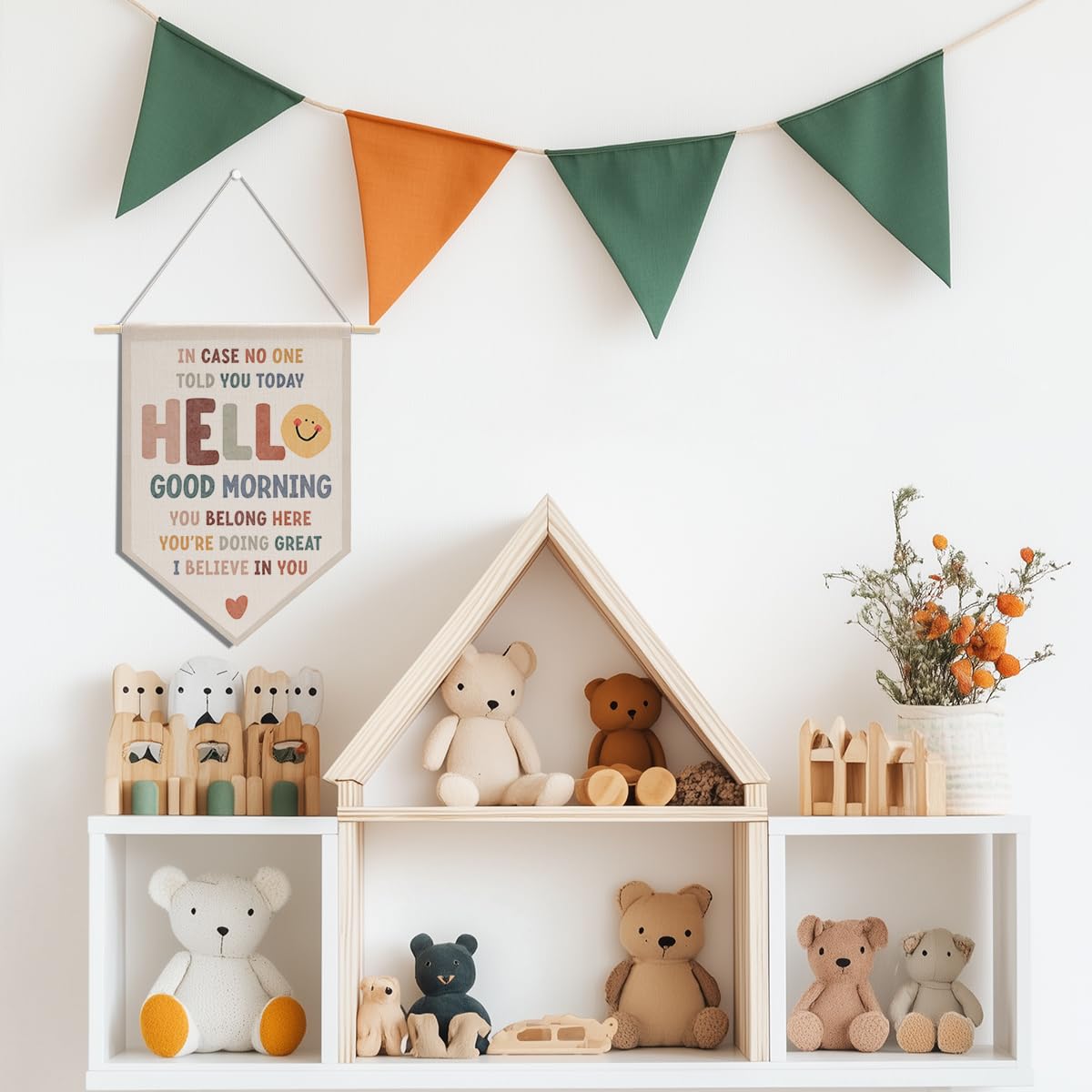 Preppy Positive Affirmations Wall Hanging Pennant Flag â€?Aesthetic Decor for Classroom, Bedroom, or Home