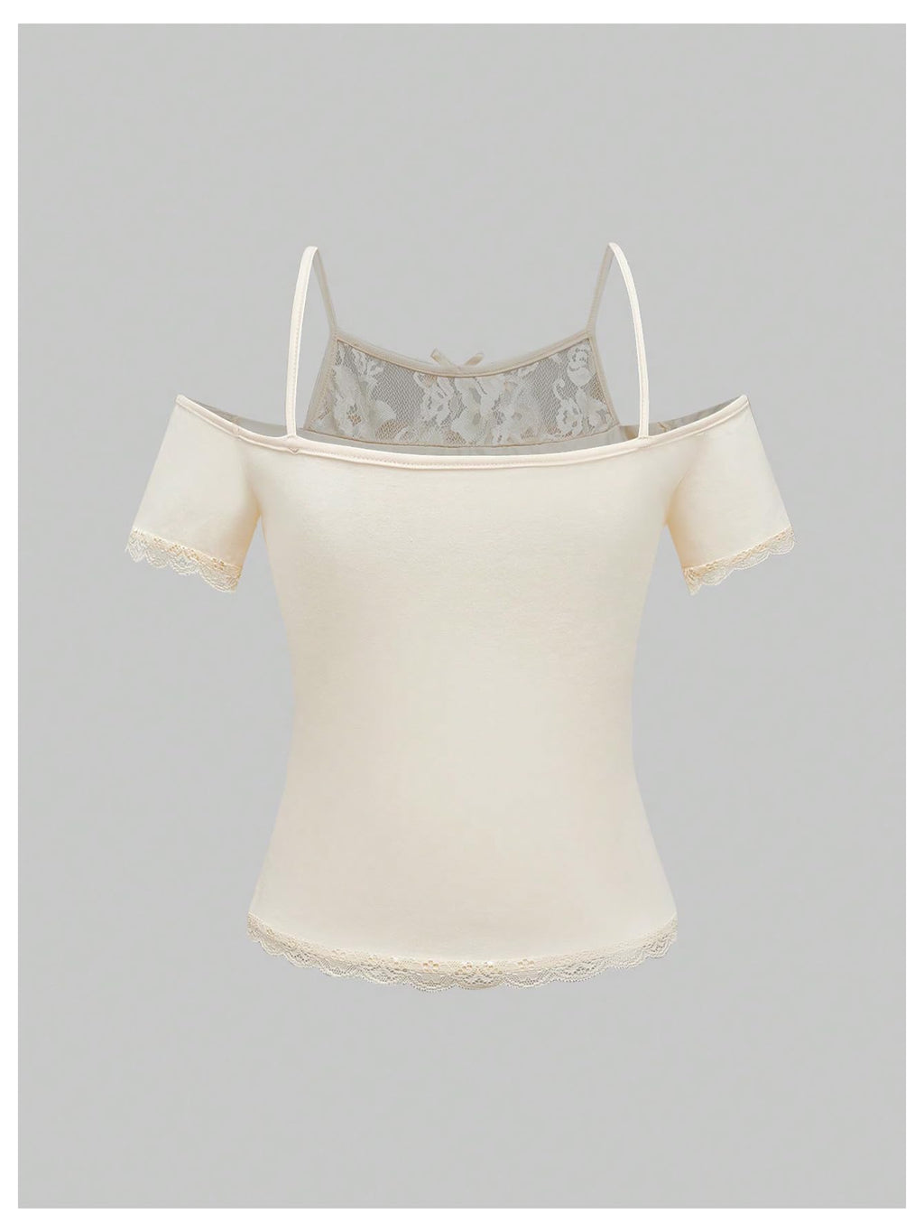 Women's Y2K Coquette Aesthetic Crop Tops Summer Kawaii Clothes Cute Lace Bow Cold Shoulder Graphic Tees