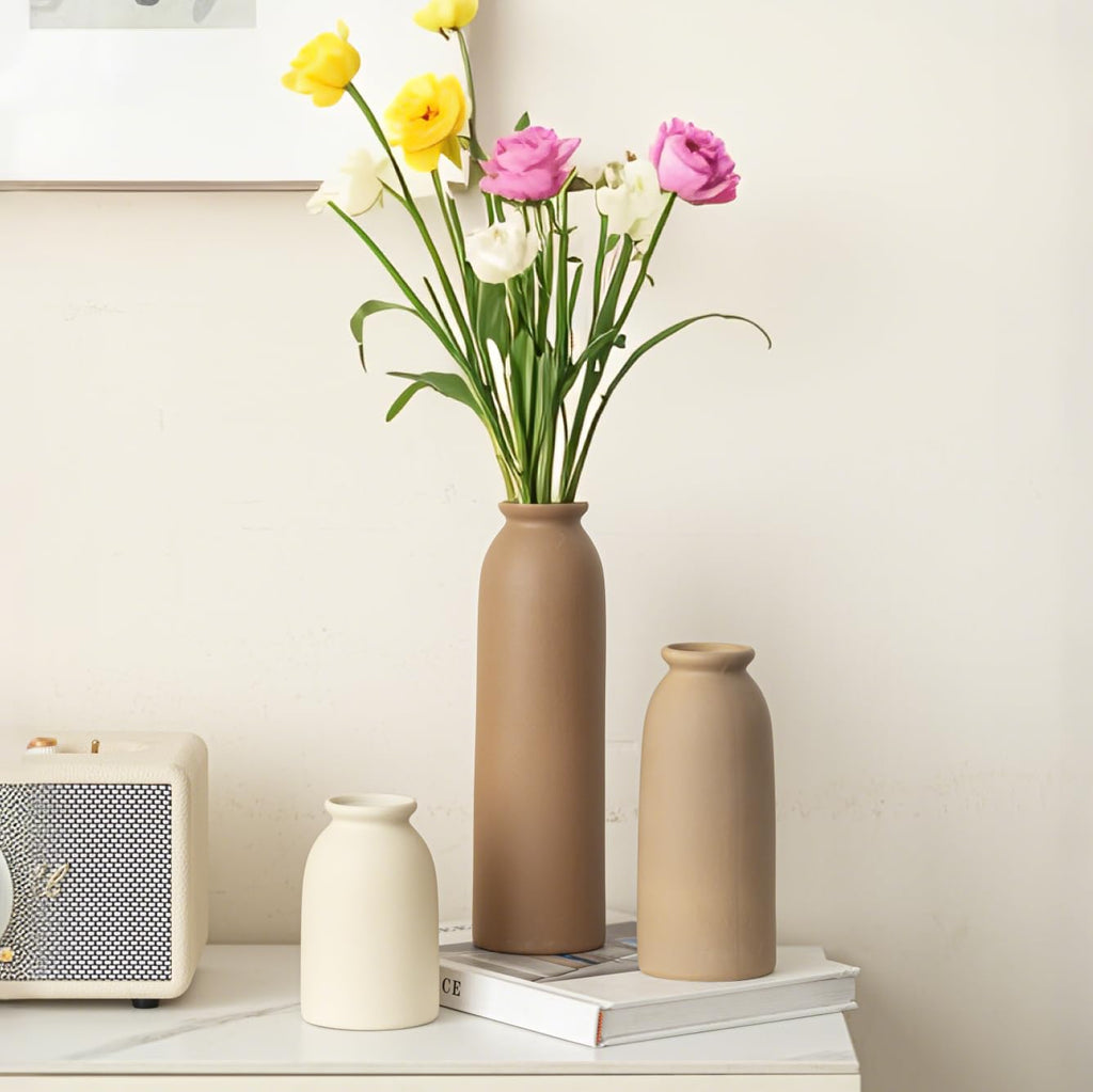 Tall Decorative Ceramic Vase Set, 3 Pieces