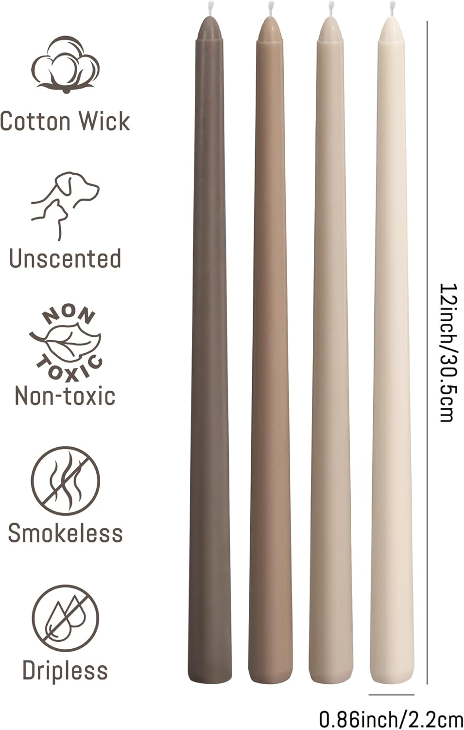 Taper Candles Unscented Smokeless Long Tall Tapered Candle for Candlesticks SticksHome Decor Dinner