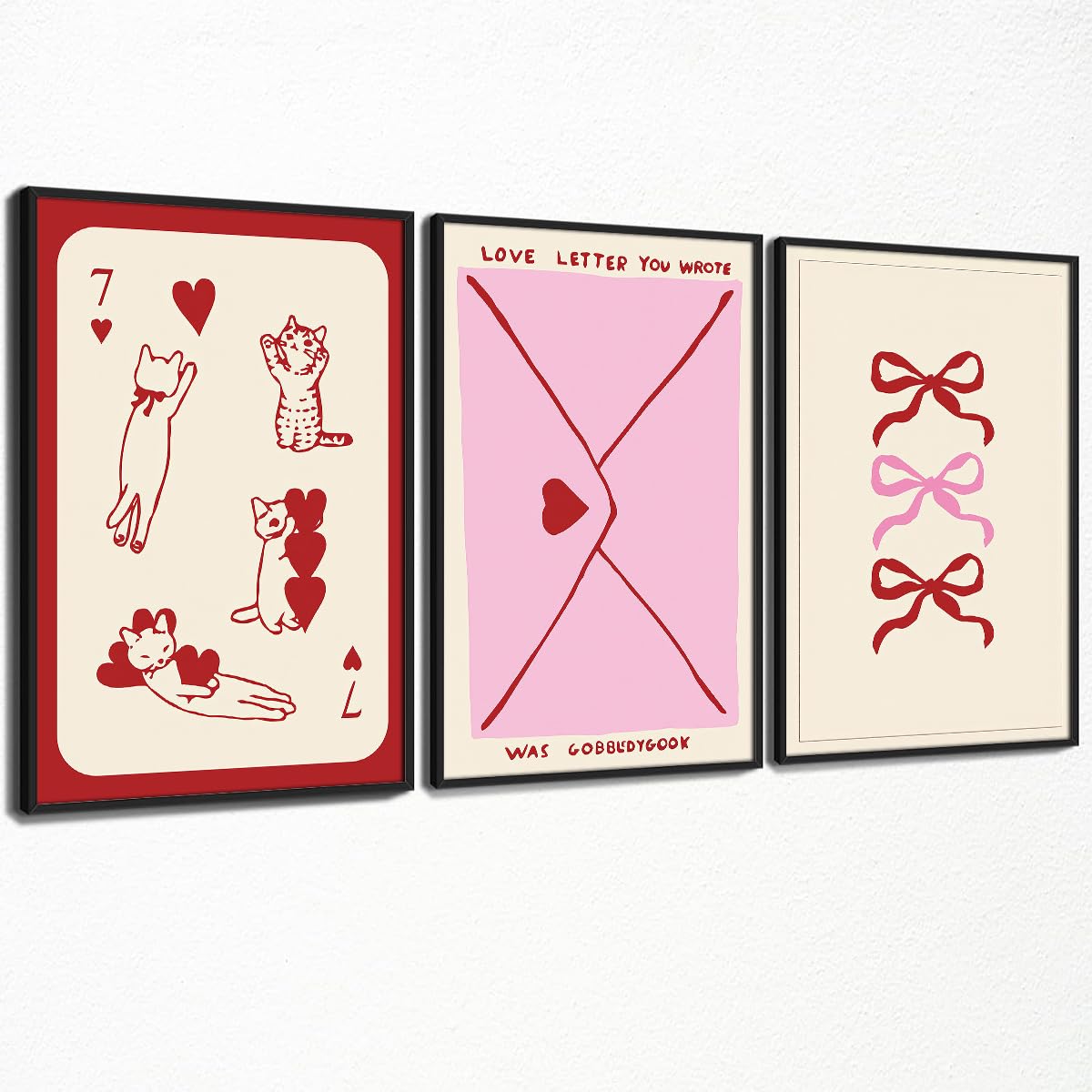 Coquette Bow Aesthetic Poster Preppy Wall Art Set of 3 Trendy Cute Canvas Prints