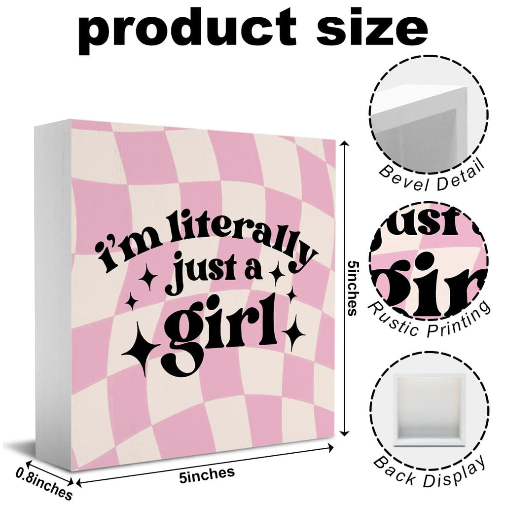 Pink Bow Coquette Room Decor - Wooden Box Sign Desk Decor