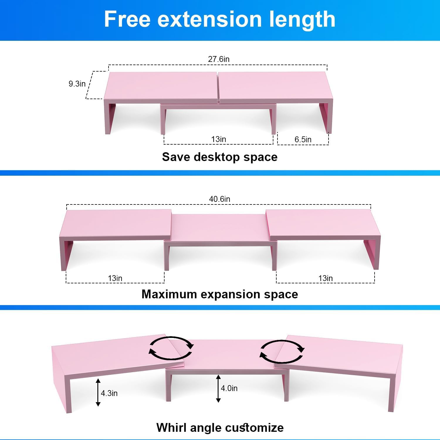 Dual Monitor Stand for Desk, Metal Monitor Riser, Office Supplies and Accessories