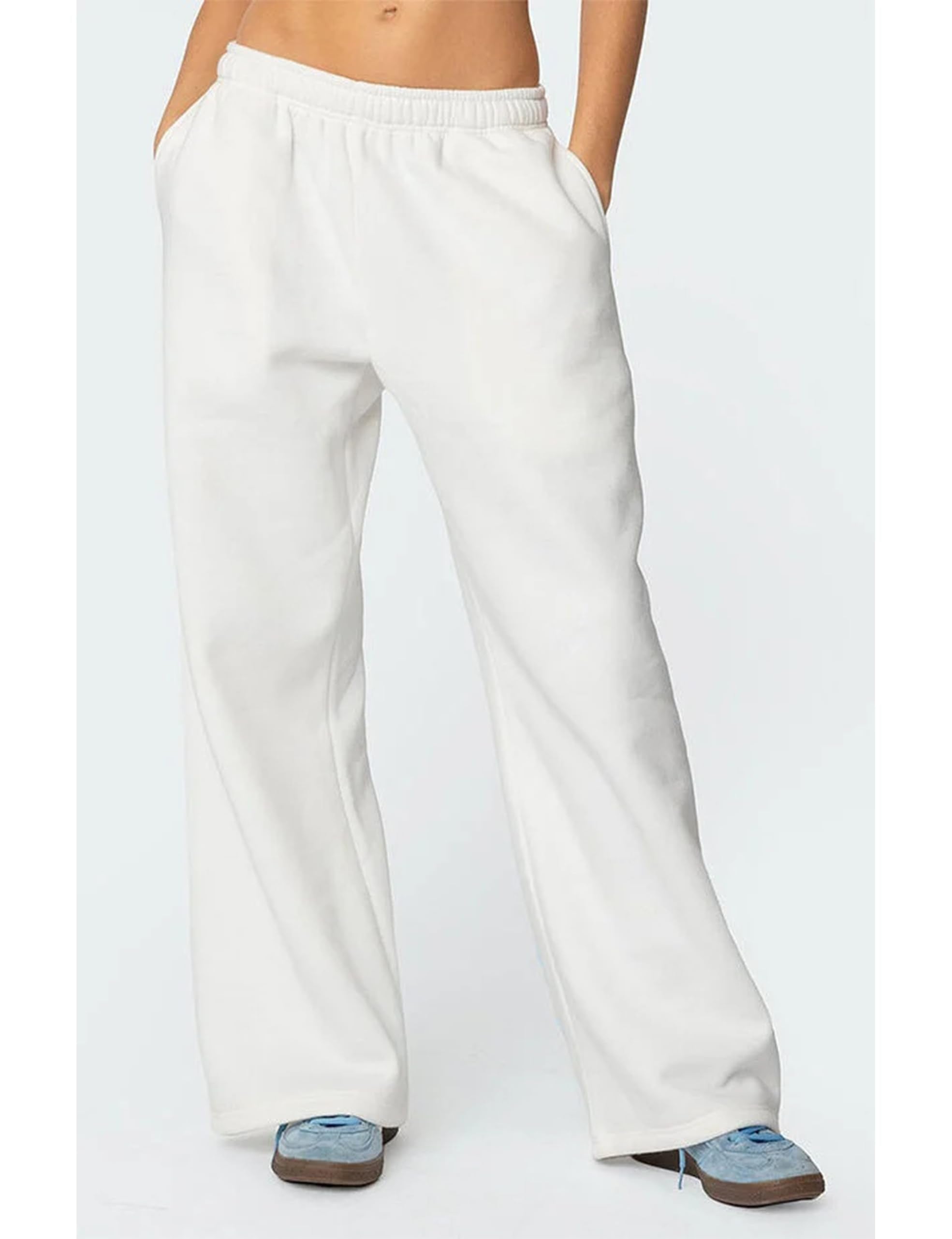 Women's Wide-Leg Sweatpants â€?Straight Leg, Graphic Bow Print, Elastic Waistband, Lounge Joggers with Pockets