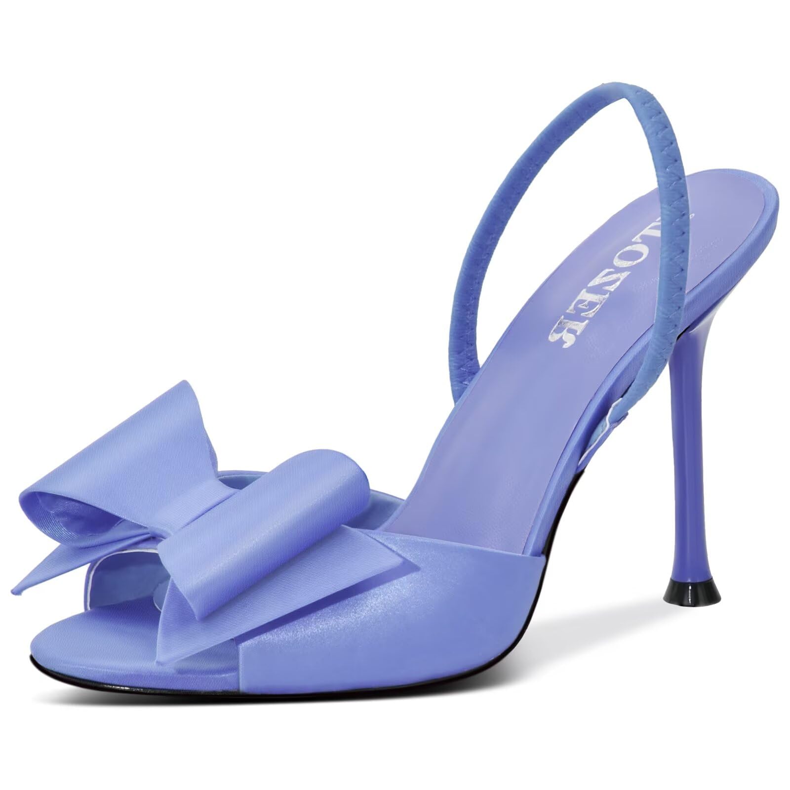 Satin High Heels Slingback Open Toe Mules Sandals Bow Stiletto Sexy Heels Comfortable Party Shoes