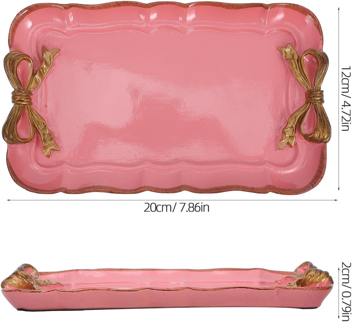 Vintage Pink Bow-Knot Resin Tray â€?Decorative Storage Dish