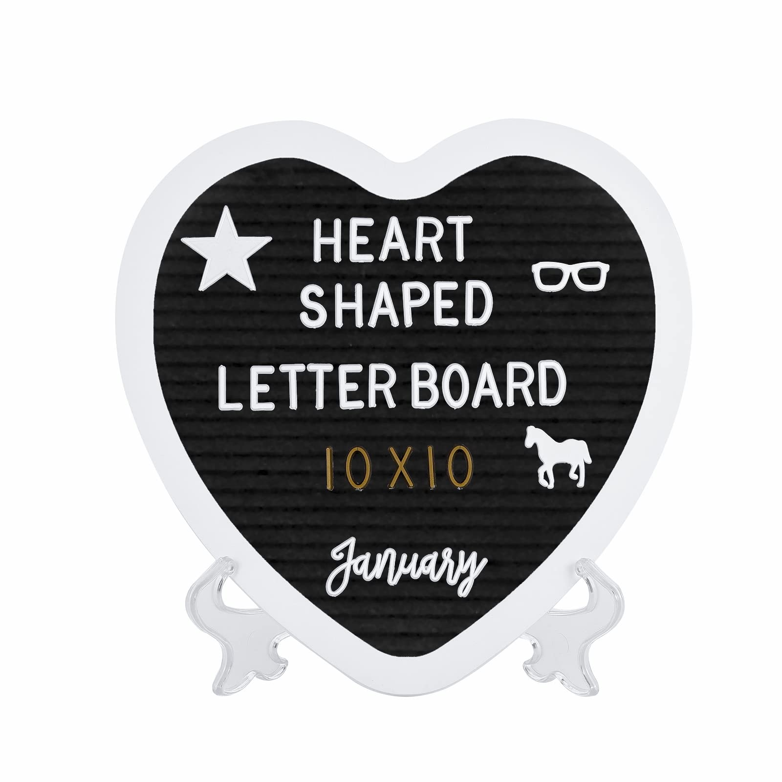 Heart-Shaped Felt Letter Board Message Sign, 10x10 inches Message Board with 465 Changeable Letters, Numbers and Cursive Words