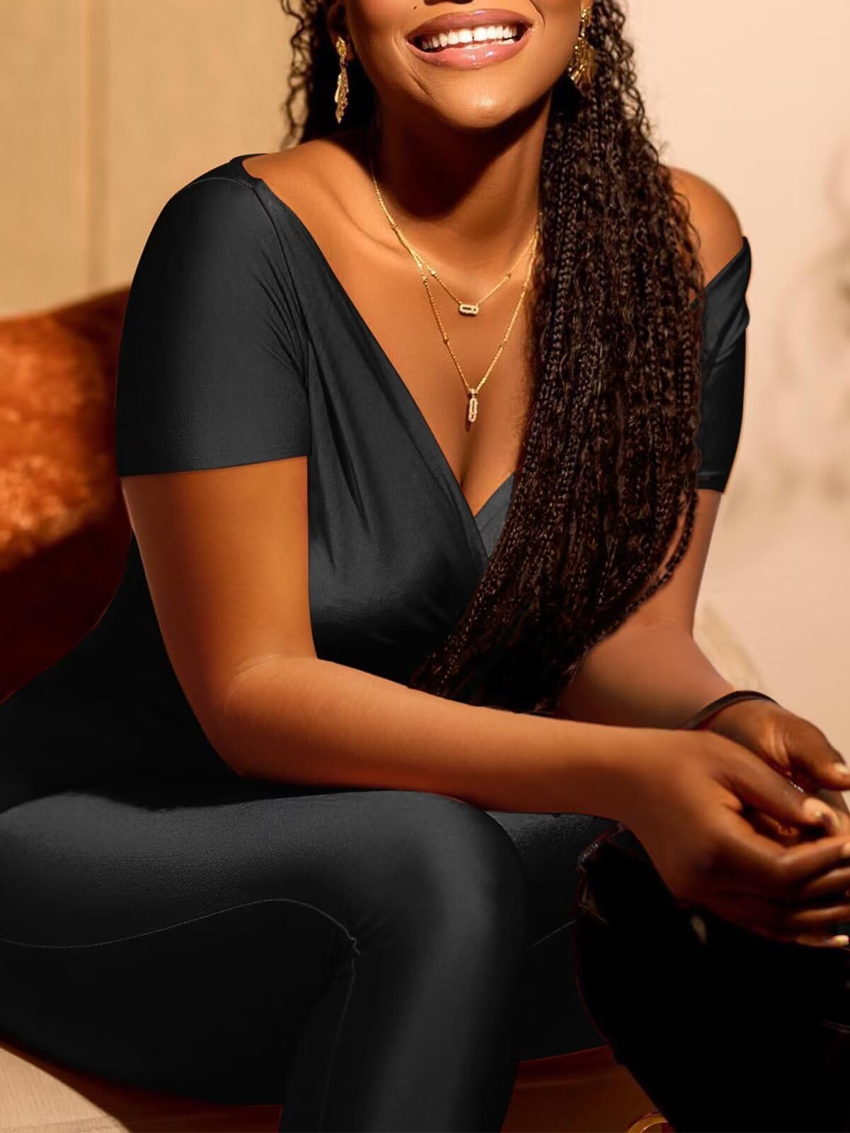 Women 2 Piece Outfits - Sexy Off Shoulder Tops Bodycon Flared Pant Sets