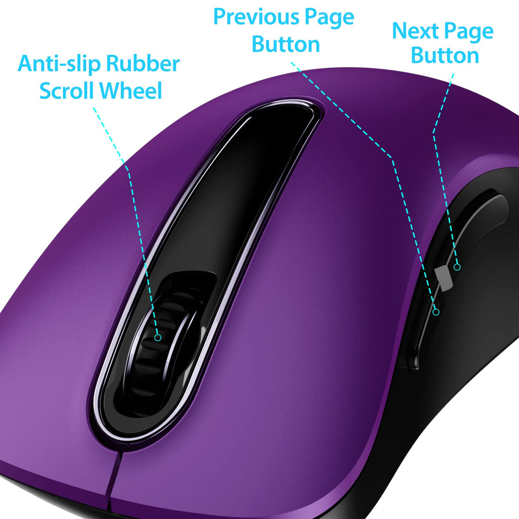 Portable Computer Wireless Mouse for Laptop, PC, Desktop, MacBook, 5 Buttons