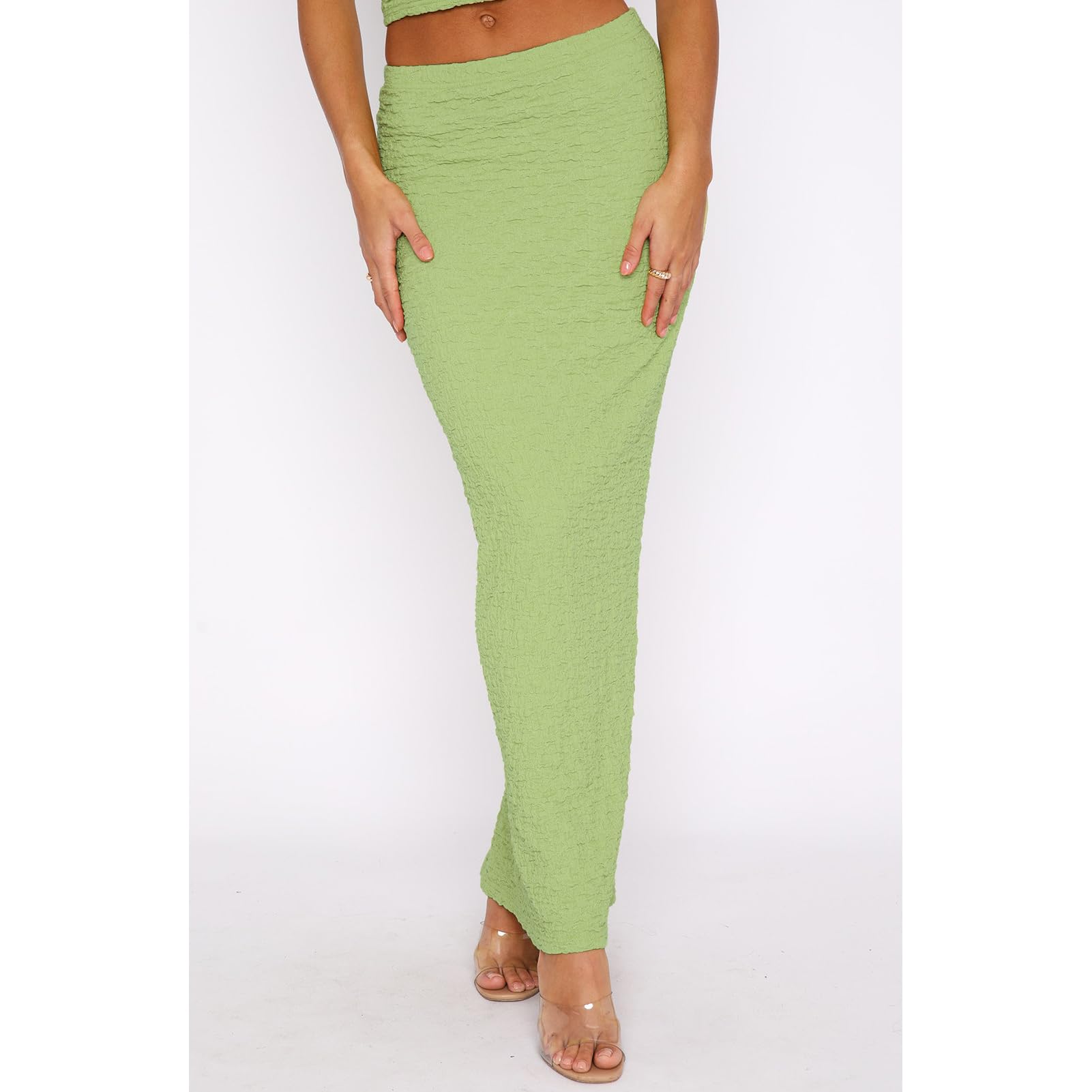 Two Piece Skirt Outfits for Women Sleeveless Tube Tops Bodycon Sexy Maxi Dress 2 Piece Summer Y2K Vacation Set