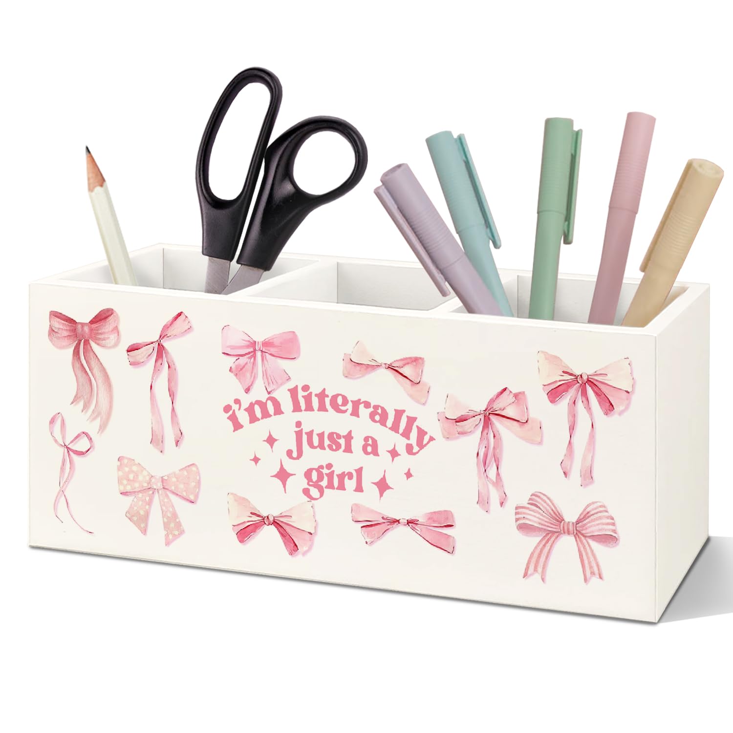 Coquette Bow Preppy Pen Holder, Preppy Desk Decor, Pen Pencil Holder Organizer for Office Desk Accessories