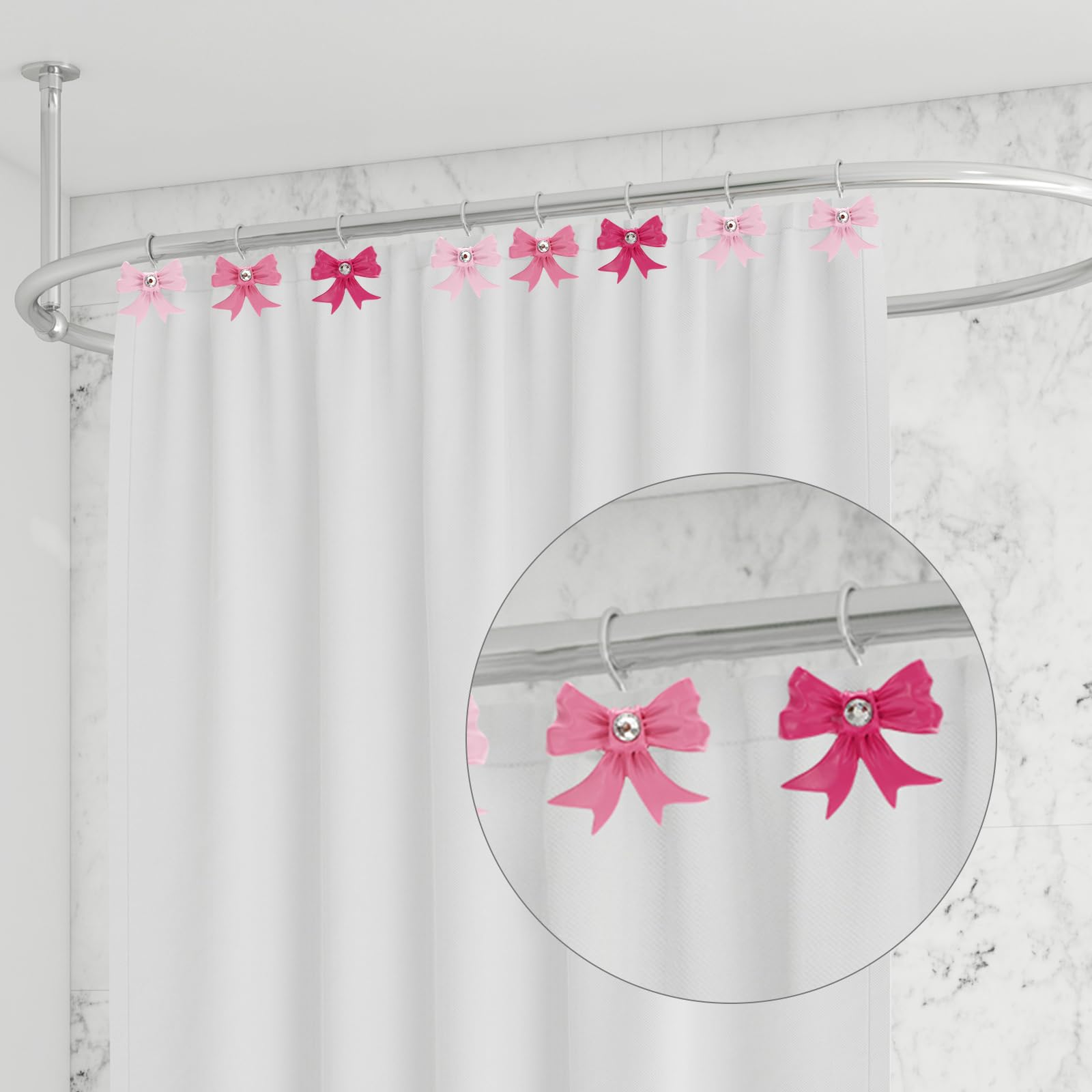 Cute Bow Knot Decorative Curtain Rings Resin Curtain Hanger Hooks