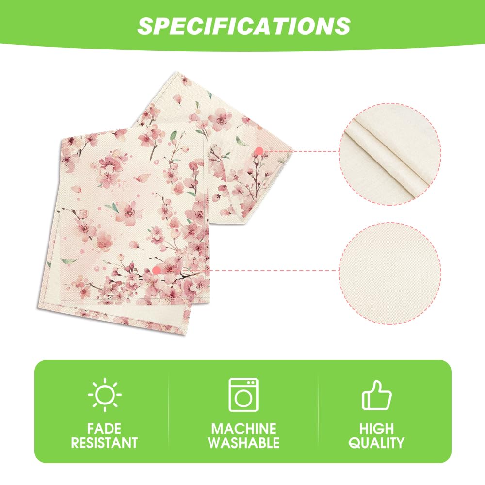 Floral Cherry Blossoms Branches Summer Table Runner