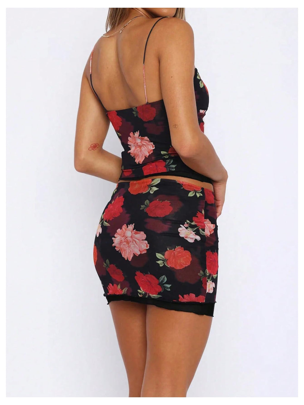 Women's Summer Mesh Mini Skirt Sets 2 Piece Sexy Crop Camisole Tops Skirts Y2K Suit Going Out Outfits