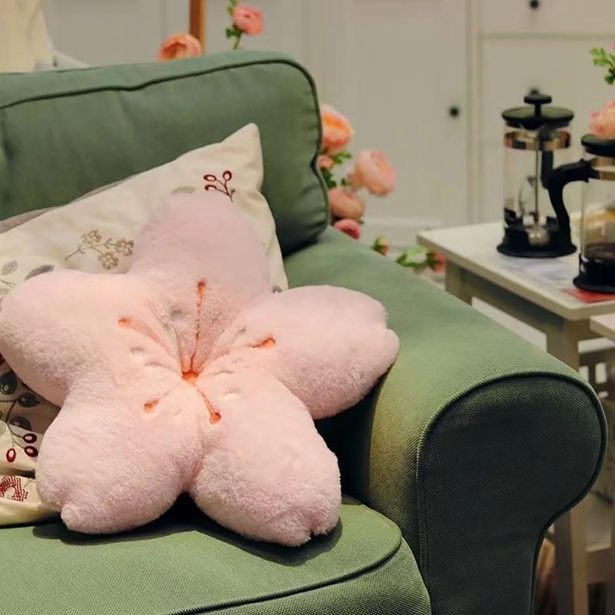 Cherry Blossom Plush Throw Pillow Living Room Sofa Pillow Flower Chair Cushion Throw Pillow 15.74 * 15.74
