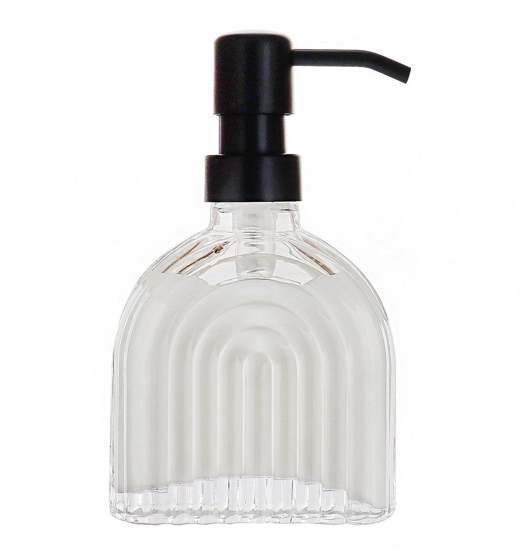 Glass Soap Dispenser Bathroom, 9 Oz Kitchen Soap Dispenser, Refillable Liquid Modern Soap Dispenser for Hand Soap, Lotion Dispensers Bottle